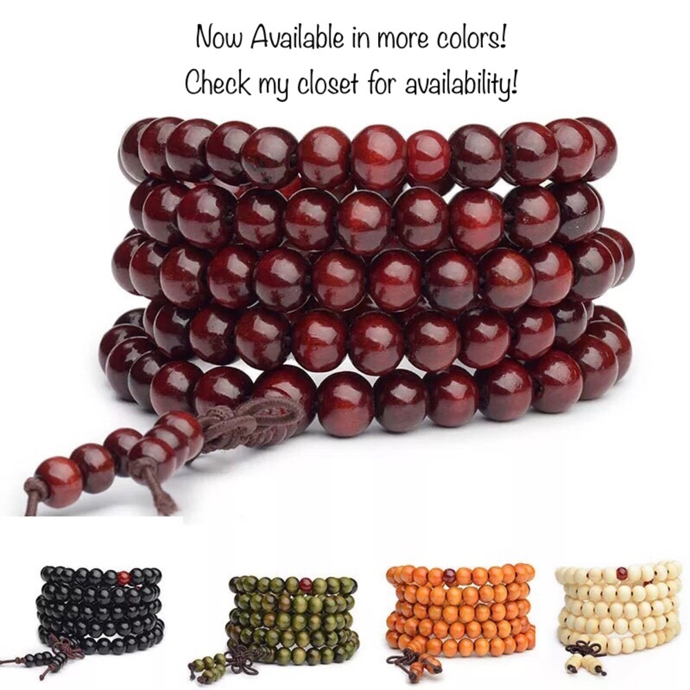 NEW 6mm 108 Bead Green Mala Rosewood Zen Prayer Meditationn Bracelet Necklace - Picture 2 of 6